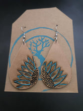 Load image into Gallery viewer, Tooled Leather Sunflower Earrings