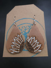 Load image into Gallery viewer, Tooled Leather Sunflower Earrings