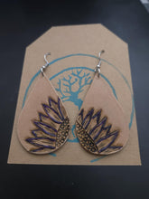 Load image into Gallery viewer, Tooled Leather Sunflower Earrings