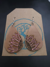 Load image into Gallery viewer, Tooled Leather Sunflower Earrings