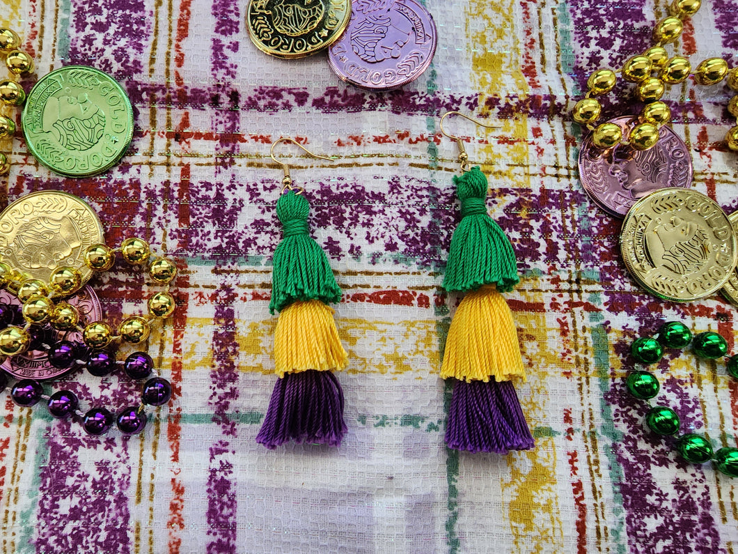 Mard Gras Tassle Earrings (Vertical)