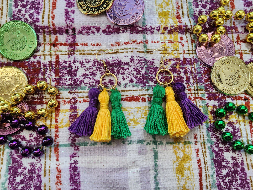 Mard Gras Tassle Earrings (Horizontal)